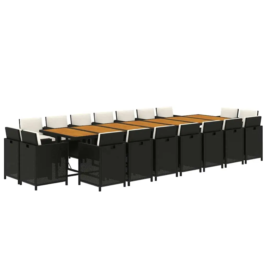 Garden Dining Set Poly Rattan 19 Piece Outdoor Furniture Black
