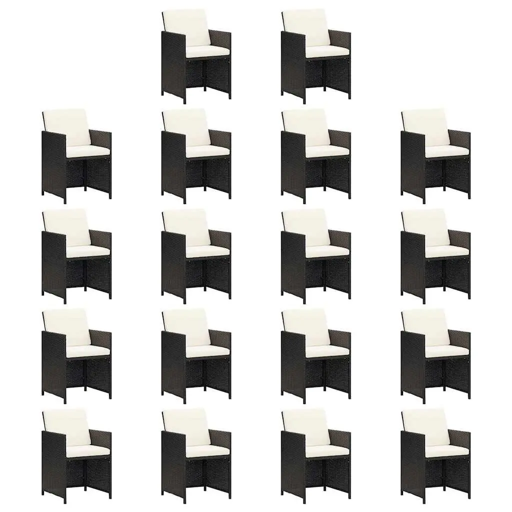 Garden Dining Set Poly Rattan 19 Piece Outdoor Furniture Black