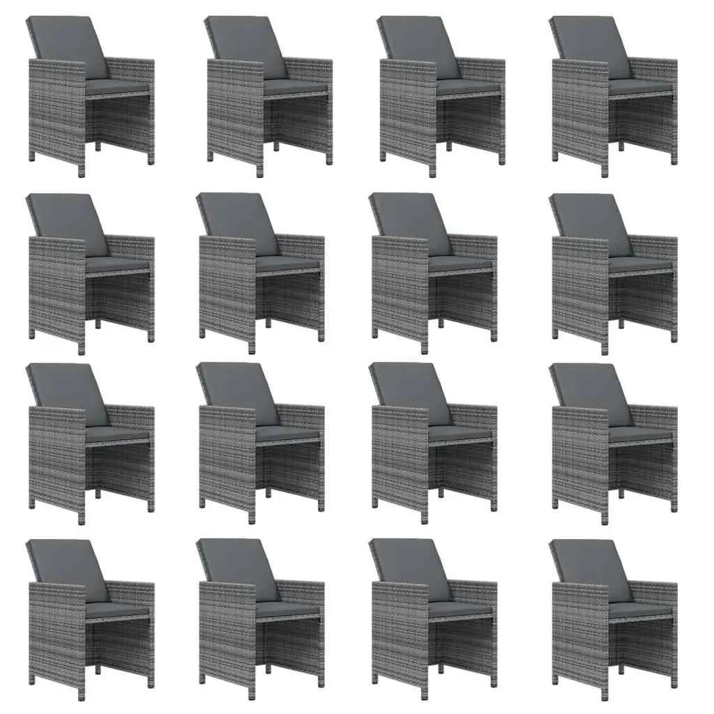 Garden Dining Set PE Rattan 17 Piece Outdoor Furniture Grey with Cushions