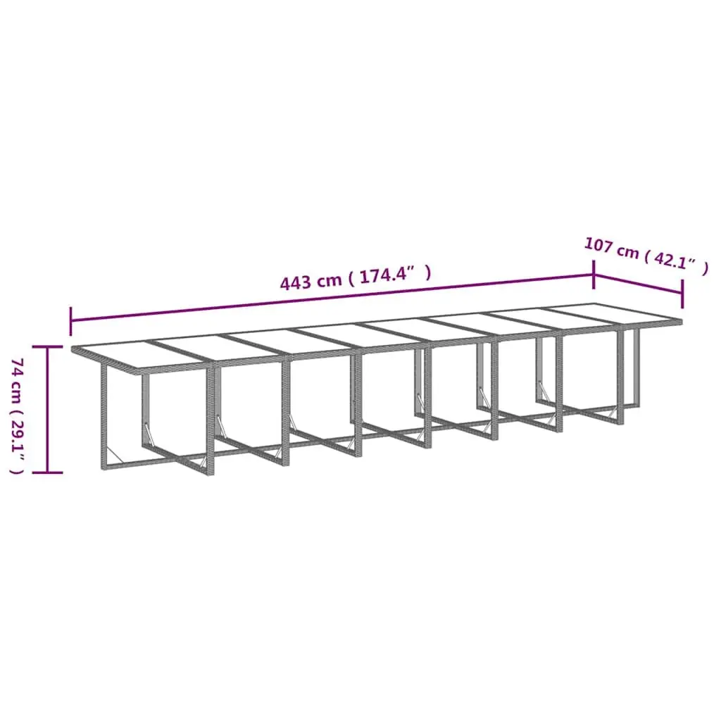 Garden Dining Set PE Rattan 17 Piece Outdoor Furniture Grey with Cushions