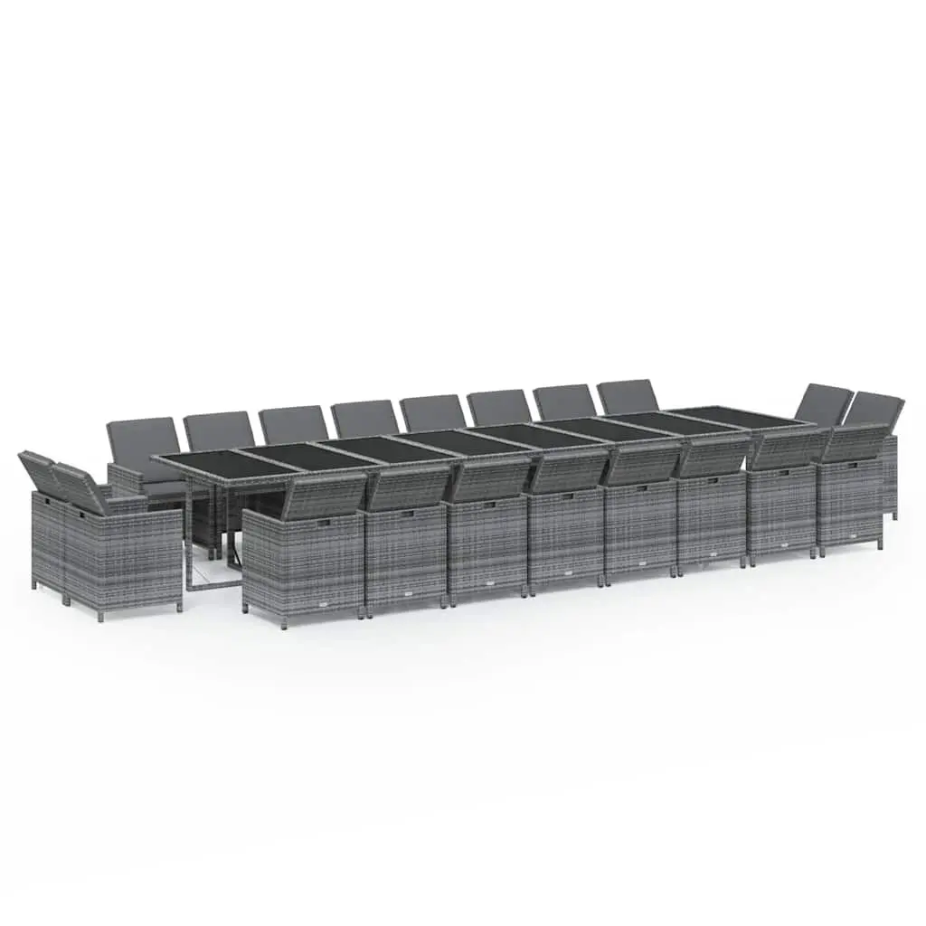 21 Piece Outdoor Dining Set in Grey Poly Rattan