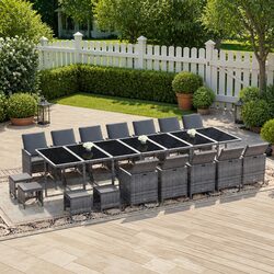 Sturdy Garden Dining Set 21 Pieces Grey Poly Rattan