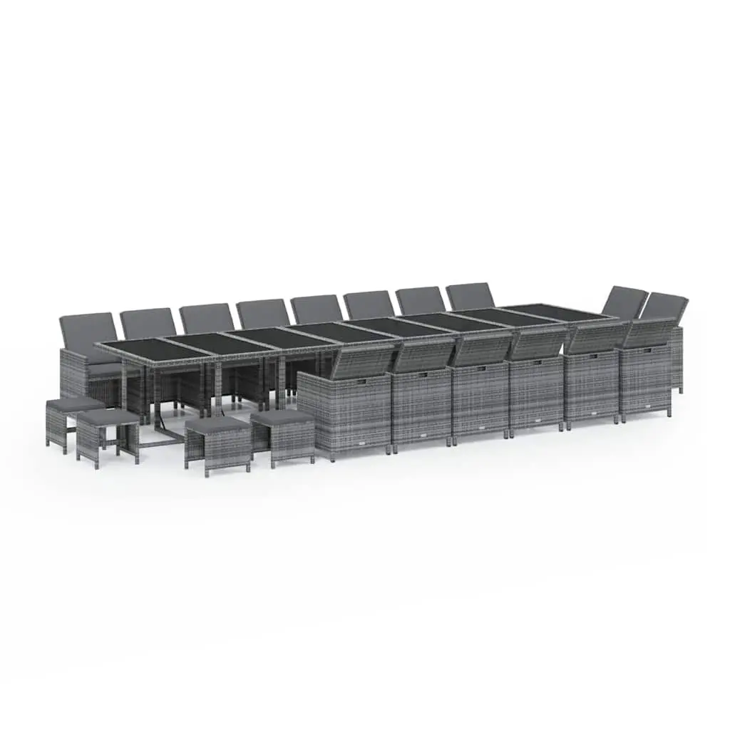 Garden Dining Set PE Rattan 21 Piece Outdoor Furniture Grey with Cushions