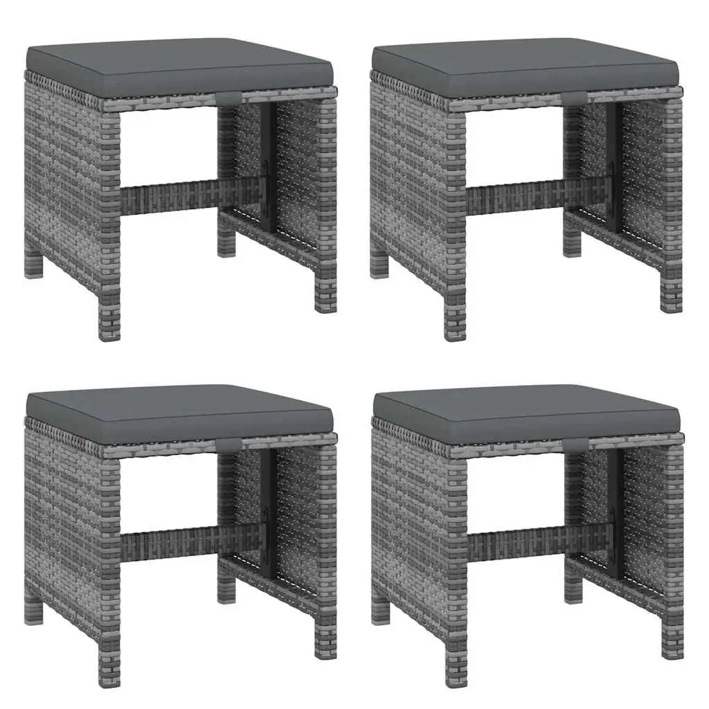Garden Dining Set PE Rattan 21 Piece Outdoor Furniture Grey with Cushions