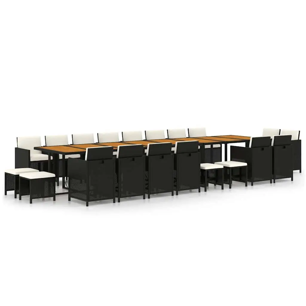 21-Piece Black Outdoor Dining Set with Cushions