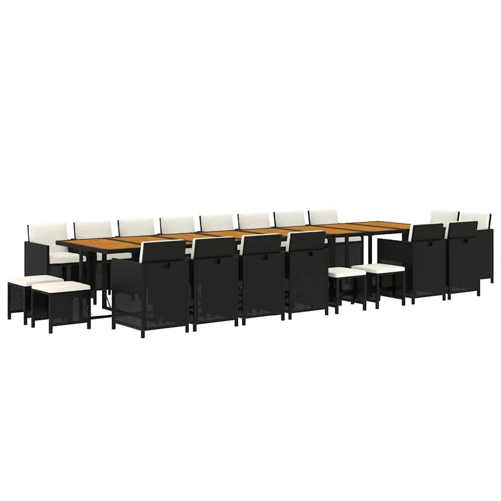 21-Piece Black Outdoor Dining Set with Cushions