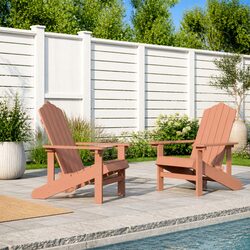 Set of 2 Weather Resistant Brown Adirondack Chairs