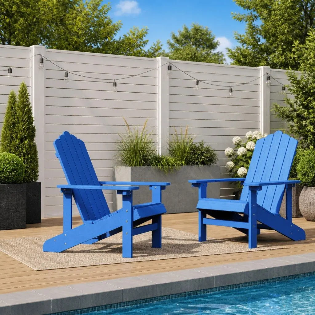 Blue Weather-Resistant Adirondack Chairs 2-Piece Set