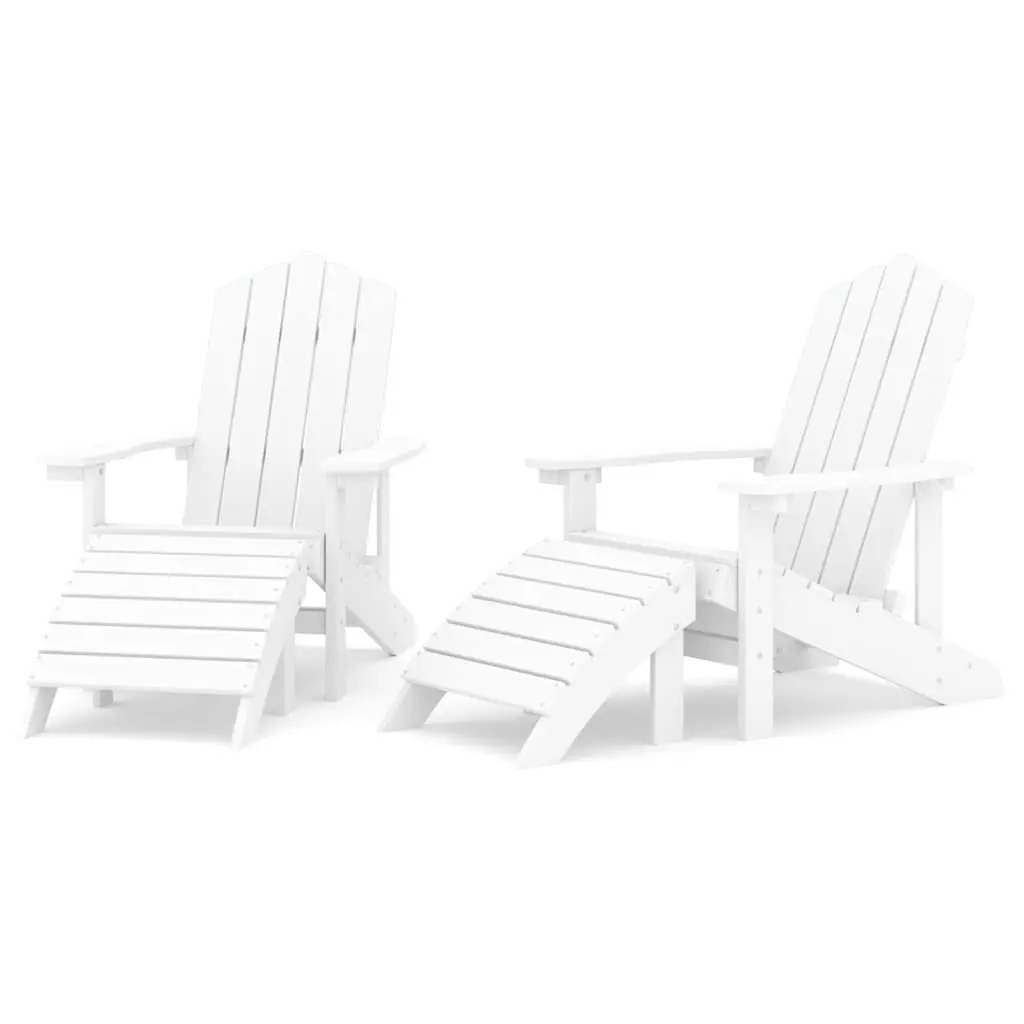 White Adirondack Chairs with Footstools Set