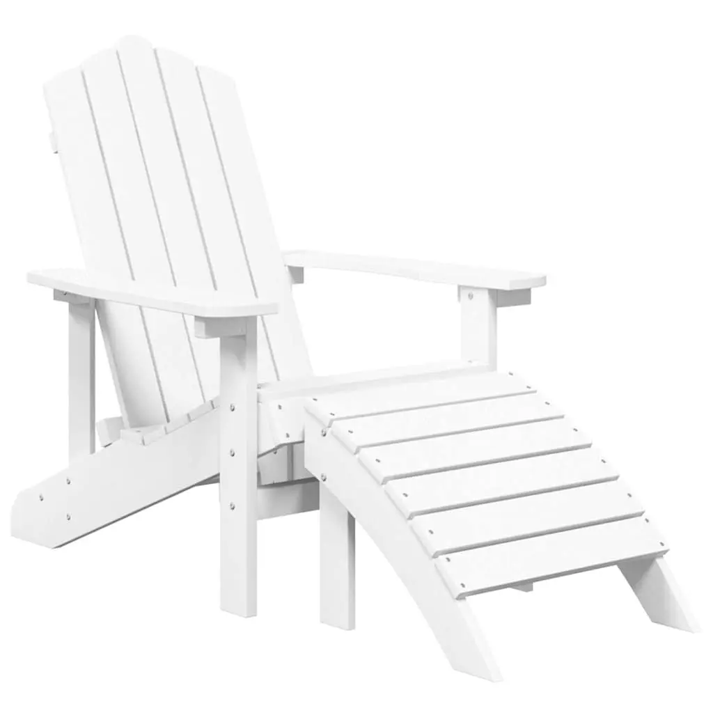 White Adirondack Chairs with Footstools Set