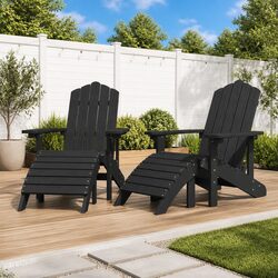 Durable Outdoor Adirondack Chairs with Footstools 2 pcs