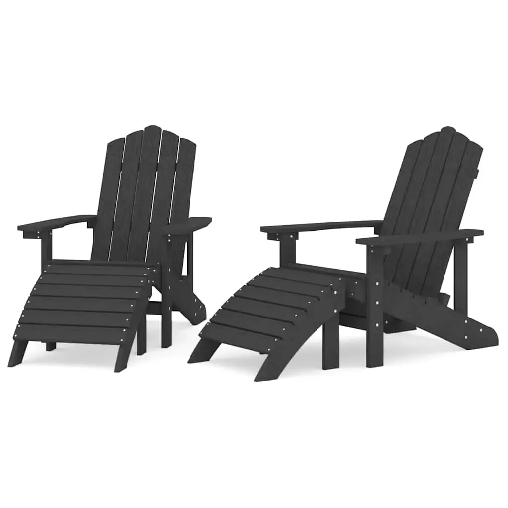 Outdoor Adirondack Chairs with Footstools 2 pcs