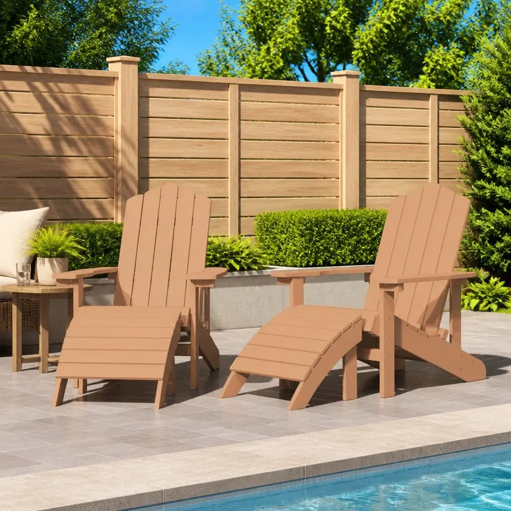 Outdoor Adirondack Chairs with Footstools Set