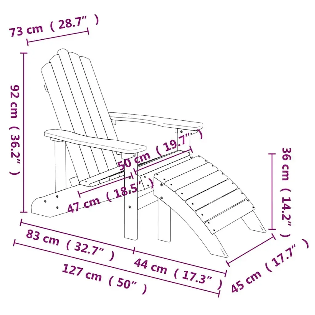 Outdoor Adirondack Chairs Set with Footstools
