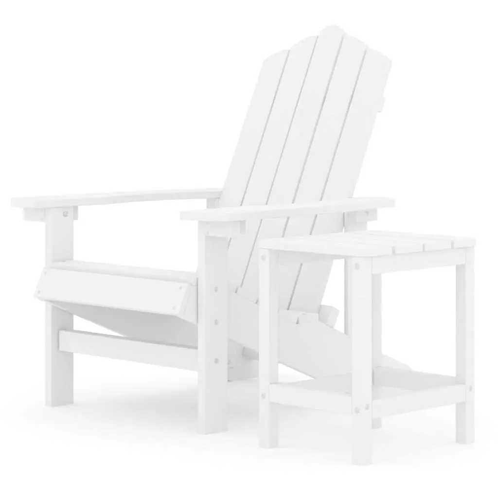 White Adirondack Chair with Integrated Table