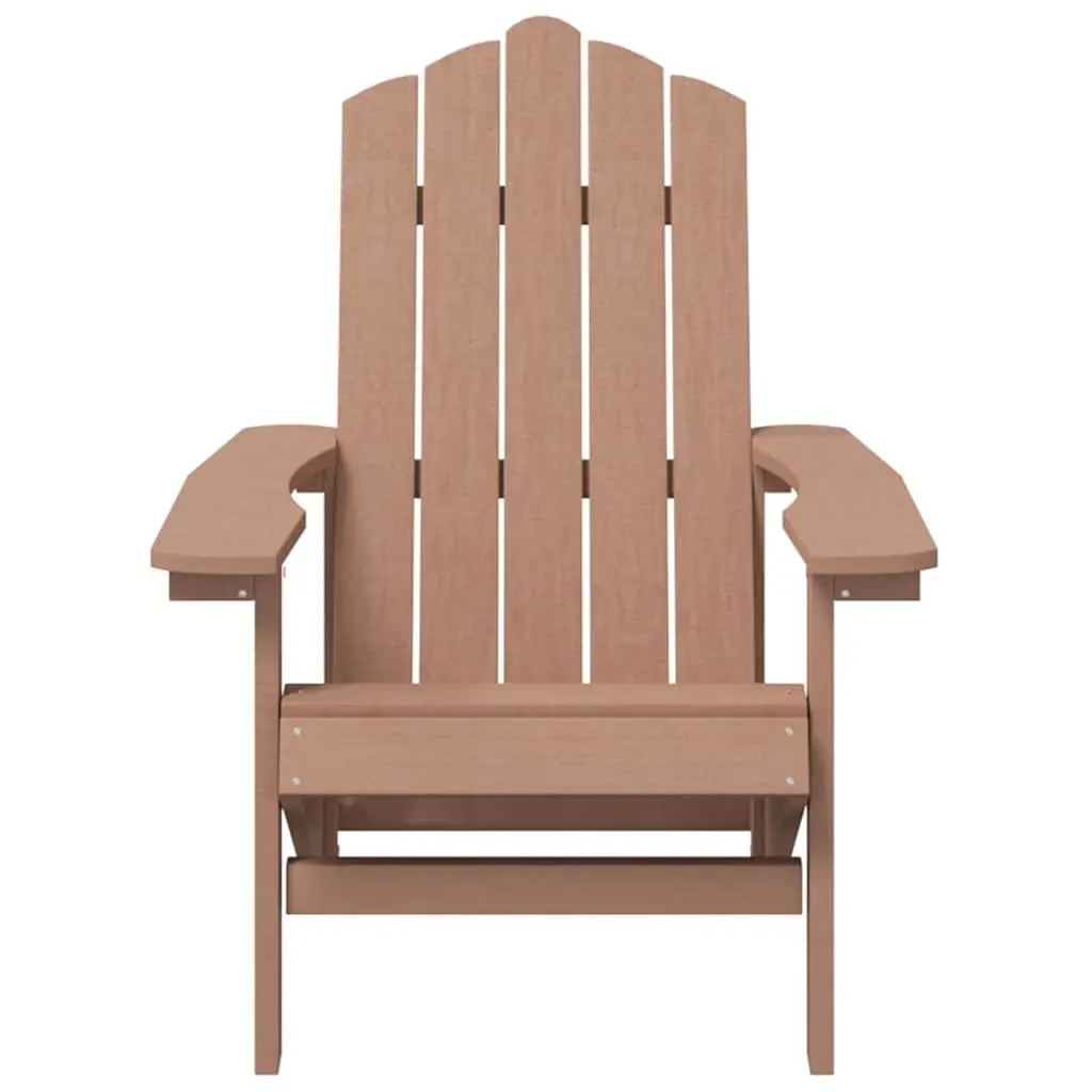 Adirondack Chair with Table HDPE Weather Resistant Outdoor Seating Brown