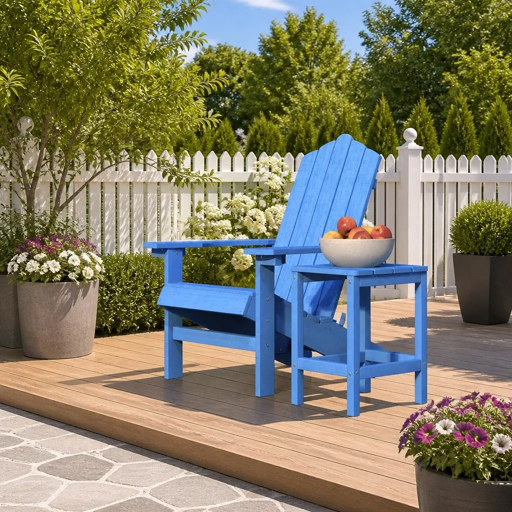 Blue Adirondack Chair with Integrated Table
