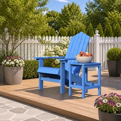 Durable Blue Adirondack Chair with Integrated Table