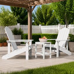 Outdoor Adirondack Chairs with Side Table White Garden Patio Seating Set