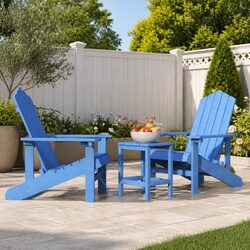 High-Quality Adirondack Chair and Table Set in Blue