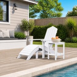 Premium Outdoor Adirondack Chair Set with Footstool & Table