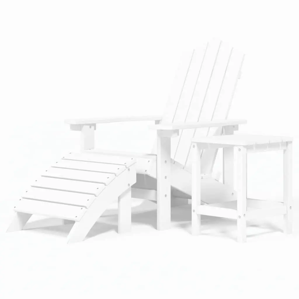 Outdoor Adirondack Chair Set with Footstool & Table