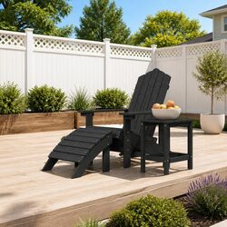 Adirondack Chair Set with Footstool & Table for Outdoors