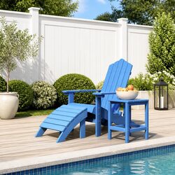 Blue Adirondack Chair Set with Footstool and Table