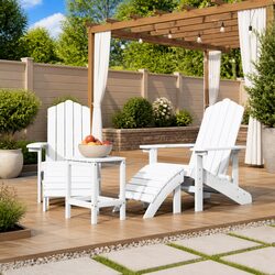 Premium Outdoor Adirondack Chairs with Footstools and Table