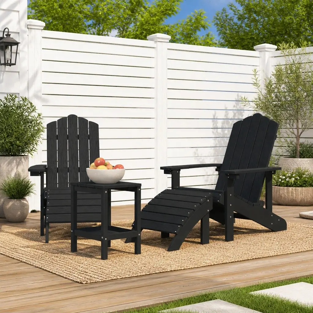 Adirondack Chairs Set with Footstools and Side Table