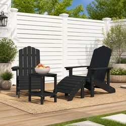 Adirondack Chairs Set with Footstools and Side Table
