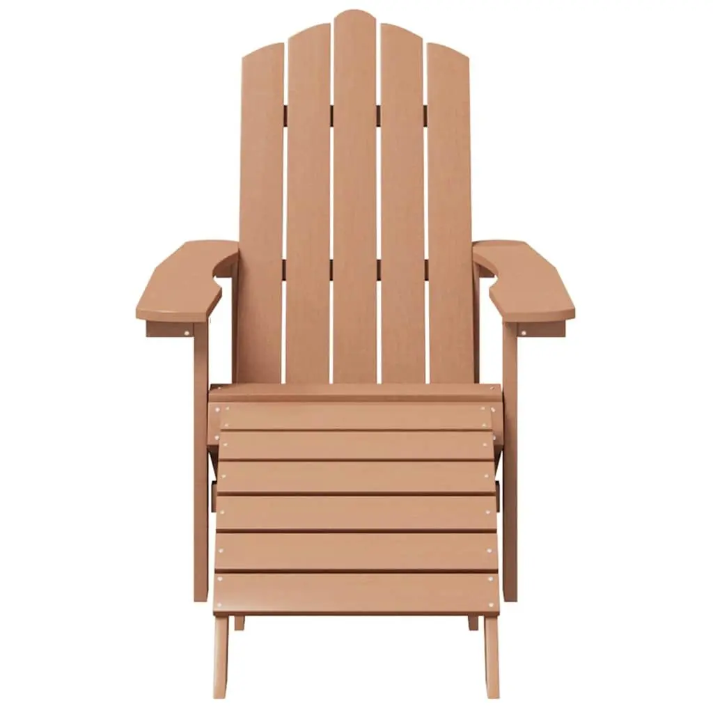 Adirondack Chair Set HDPE Brown with Footstools and Table
