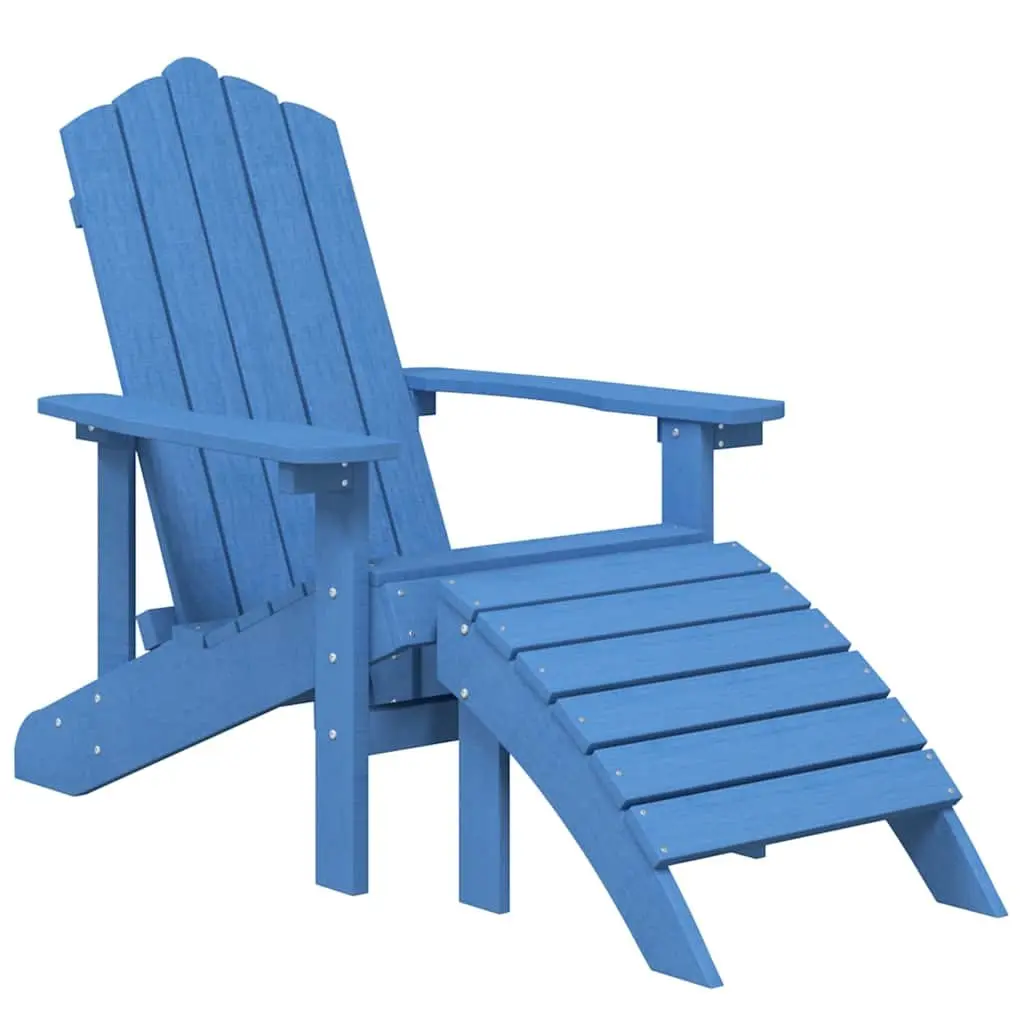 Adirondack Chairs HDPE Blue with Detachable Footstools and Side Table Outdoor Patio Garden Furniture