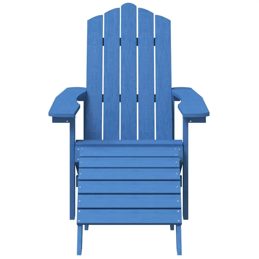Adirondack Chairs HDPE Blue with Detachable Footstools and Side Table Outdoor Patio Garden Furniture