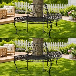 Premium Half Round Tree Bench for Outdoor Relaxation