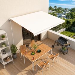 Automatic Retractable Awning 400x300 cm Outdoor Patio Sunshade Cream Remote