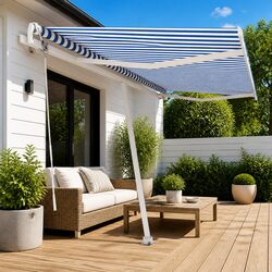 Premium Blue Freestanding Automatic Retractable Awning 400x300cm