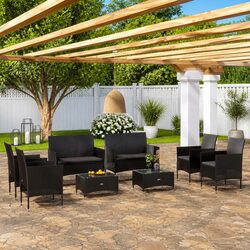 Durable 8-Piece Outdoor Garden Lounge Set in Black