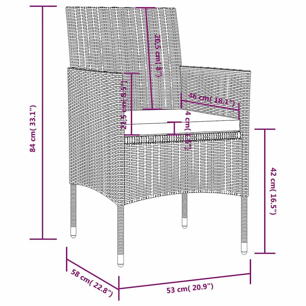 Outdoor Lounge Set Poly Rattan 8 Piece Black