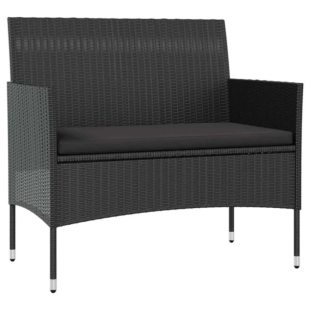 Outdoor Lounge Set Poly Rattan 8 Piece Black