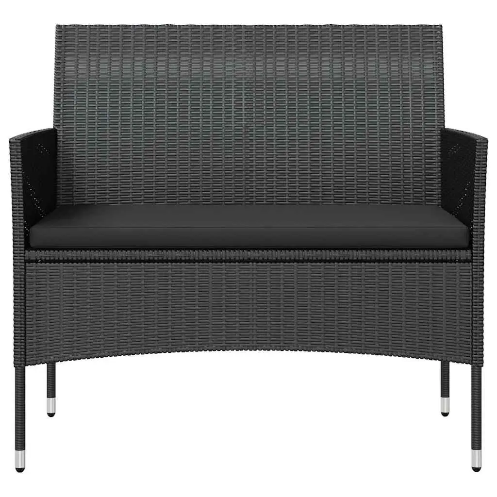 Outdoor Lounge Set Poly Rattan 8 Piece Black