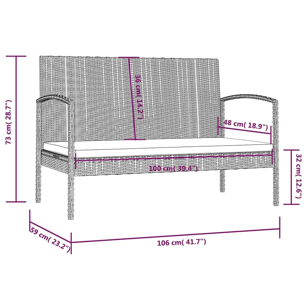 Garden Lounge Set PE Rattan Powder-coated Steel 8 Piece Outdoor Furniture Black