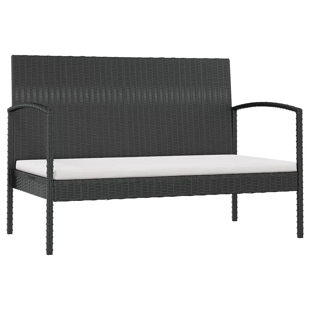 Garden Lounge Set PE Rattan Powder-coated Steel 8 Piece Outdoor Furniture Black