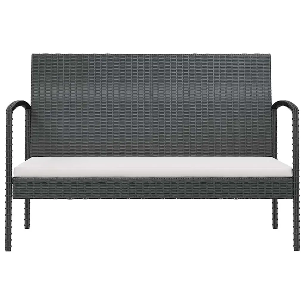 Garden Lounge Set PE Rattan Powder-coated Steel 8 Piece Outdoor Furniture Black