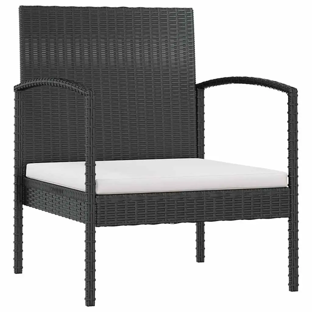 Garden Lounge Set PE Rattan Powder-coated Steel 8 Piece Outdoor Furniture Black