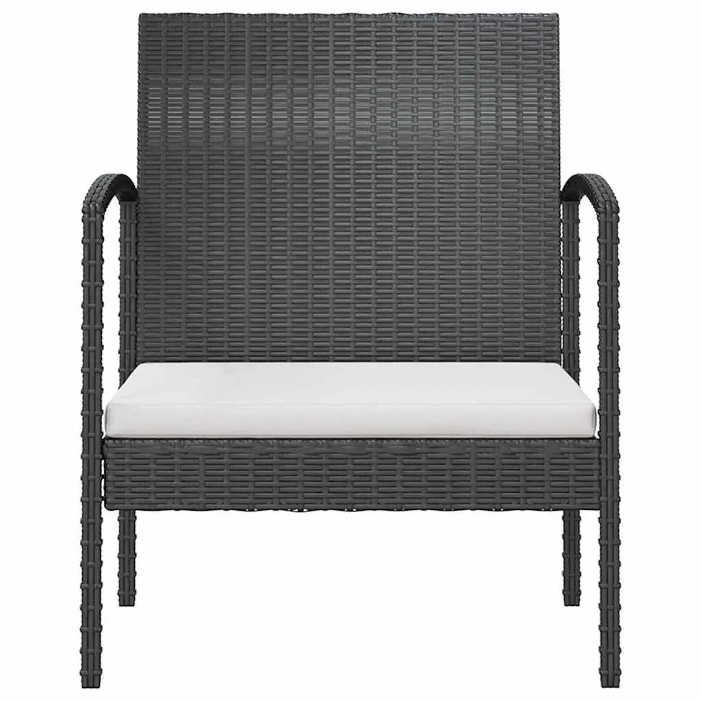 Garden Lounge Set PE Rattan Powder-coated Steel 8 Piece Outdoor Furniture Black