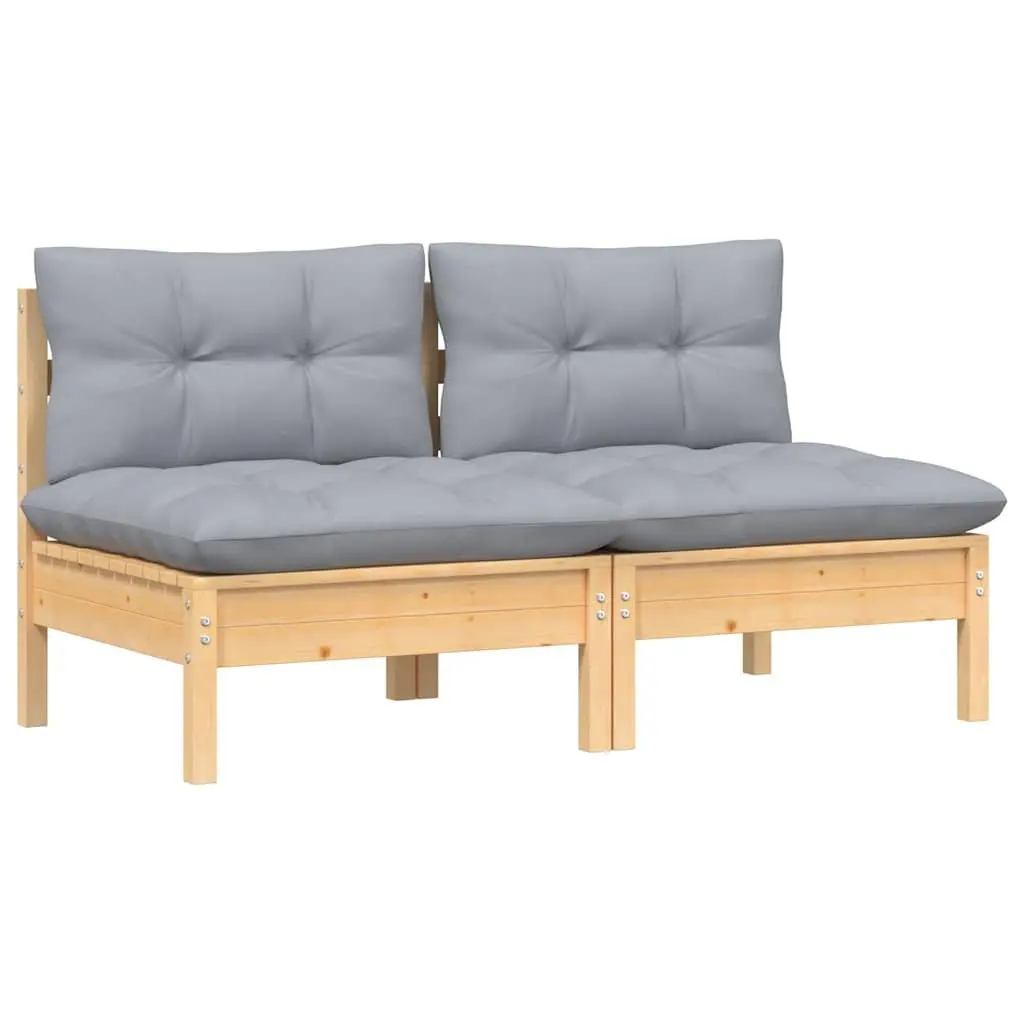 2-Seater Garden Sofa with Grey Cushions