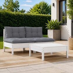 3 Piece Modular Sectional Garden Lounge Set in White