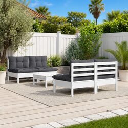 Quality 5 Piece Outdoor Garden Lounge Set in White Pinewood