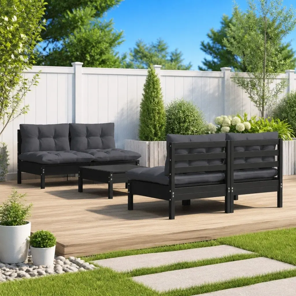 5 Piece Modular Garden Lounge Set with Cushions